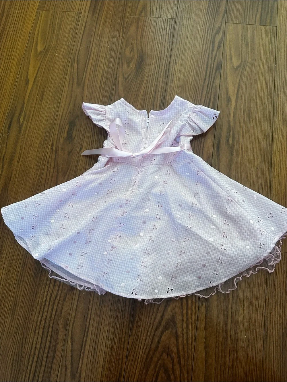 Bonnie Baby Pale Pink Eyelet Party Dress with Satin Bow